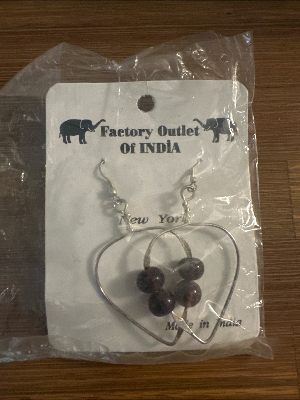 Heart Hoop Earrings with Maroon Beads